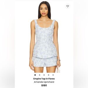 Amanda Uprichard Empire Top in Light Blue and White